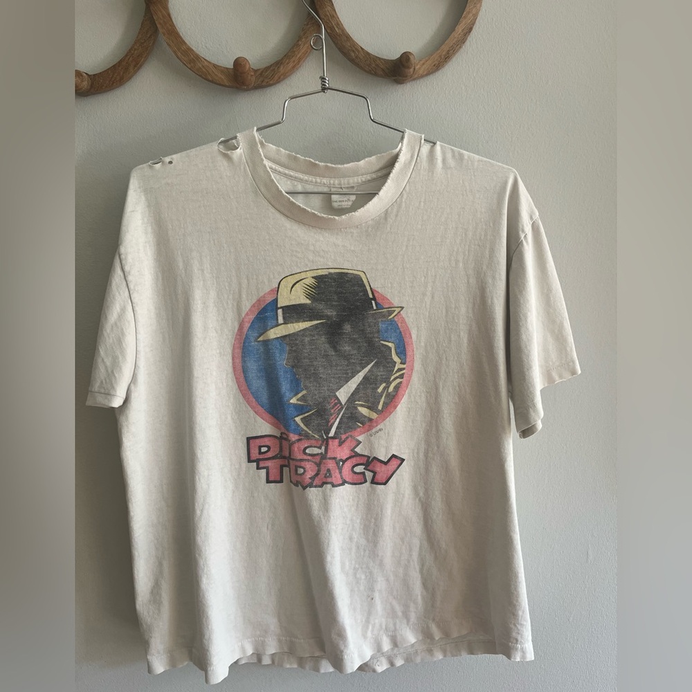 Vintage Dick Tracy Graphic T-Shirt - White Mens L